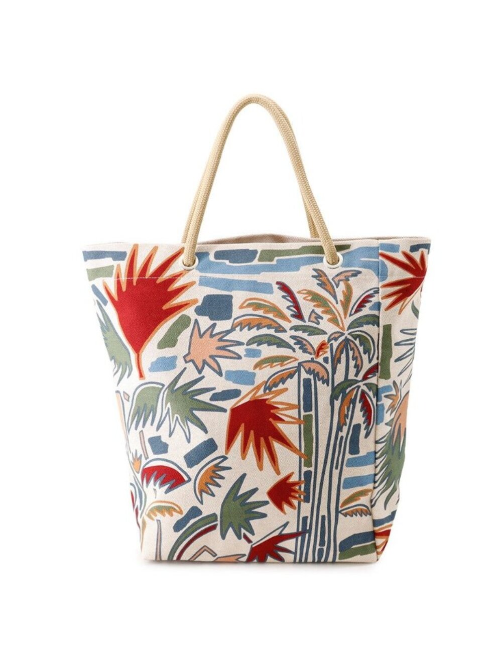 Hermes Tote Peach Palm Tree Khaki Groseil Silver Cotton
